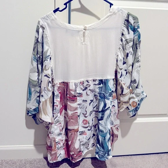 Young Threads Floral Abstract Patterned Dolman Sleeve Blouse Large - Picture 4 of 8